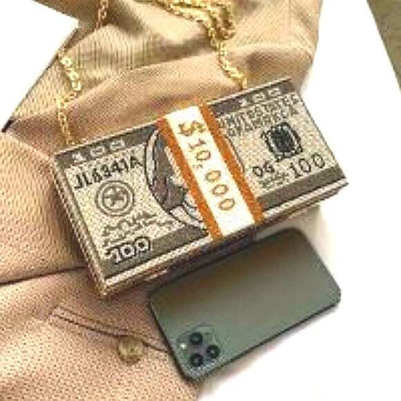 Bling Rhinestone Money Clutch/Purse (w/ Detachable Chain Strap) - Picture 13 of 14